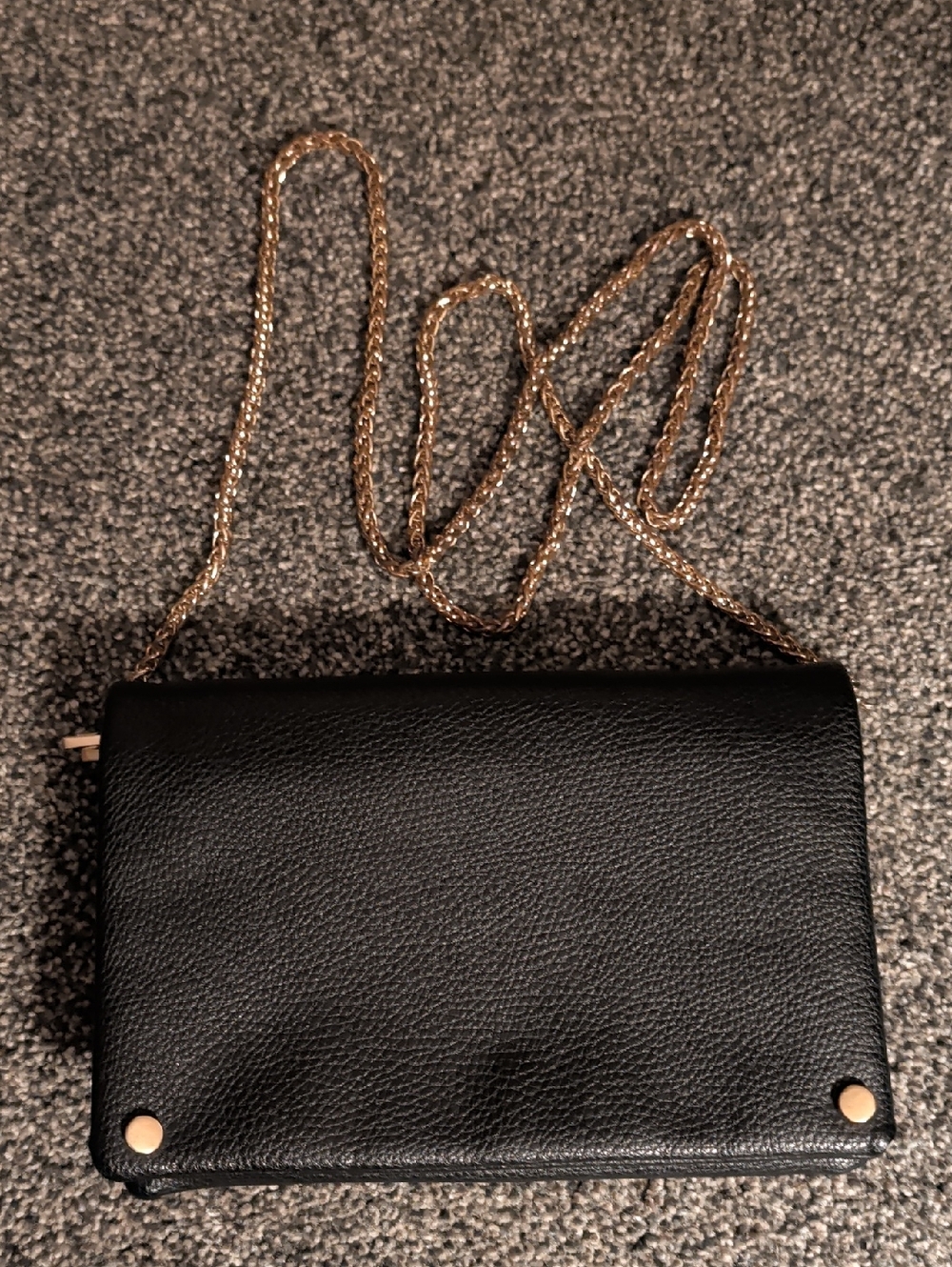Street Level Black Crossbody Bag with Gold Chain Strap